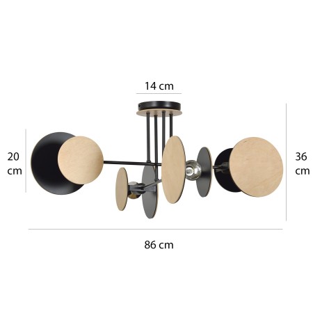 Emibig ZITA 4 BLACK 173/4 metalowo drewniana lampa