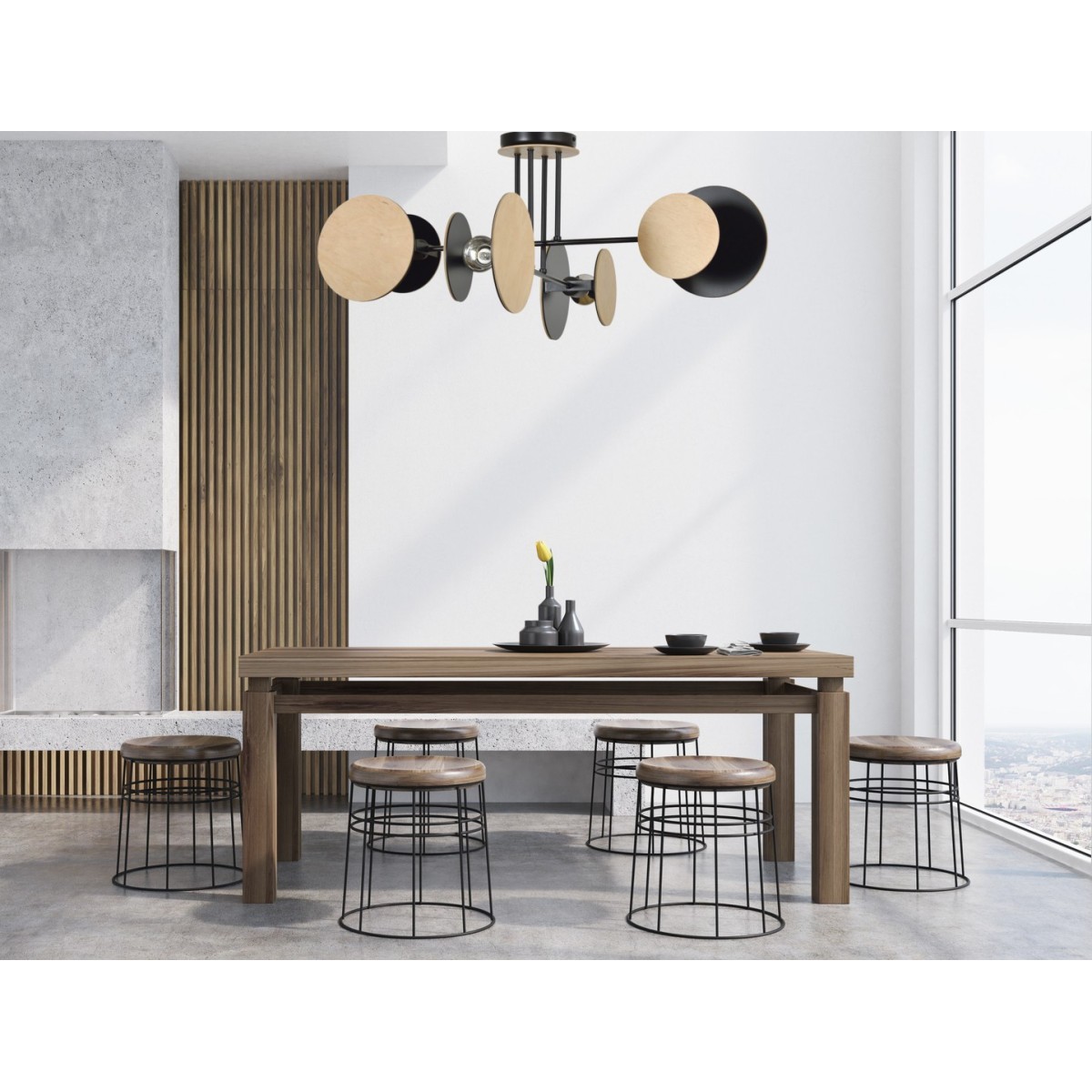 Emibig ZITA 4 BLACK 173/4 metalowo drewniana lampa