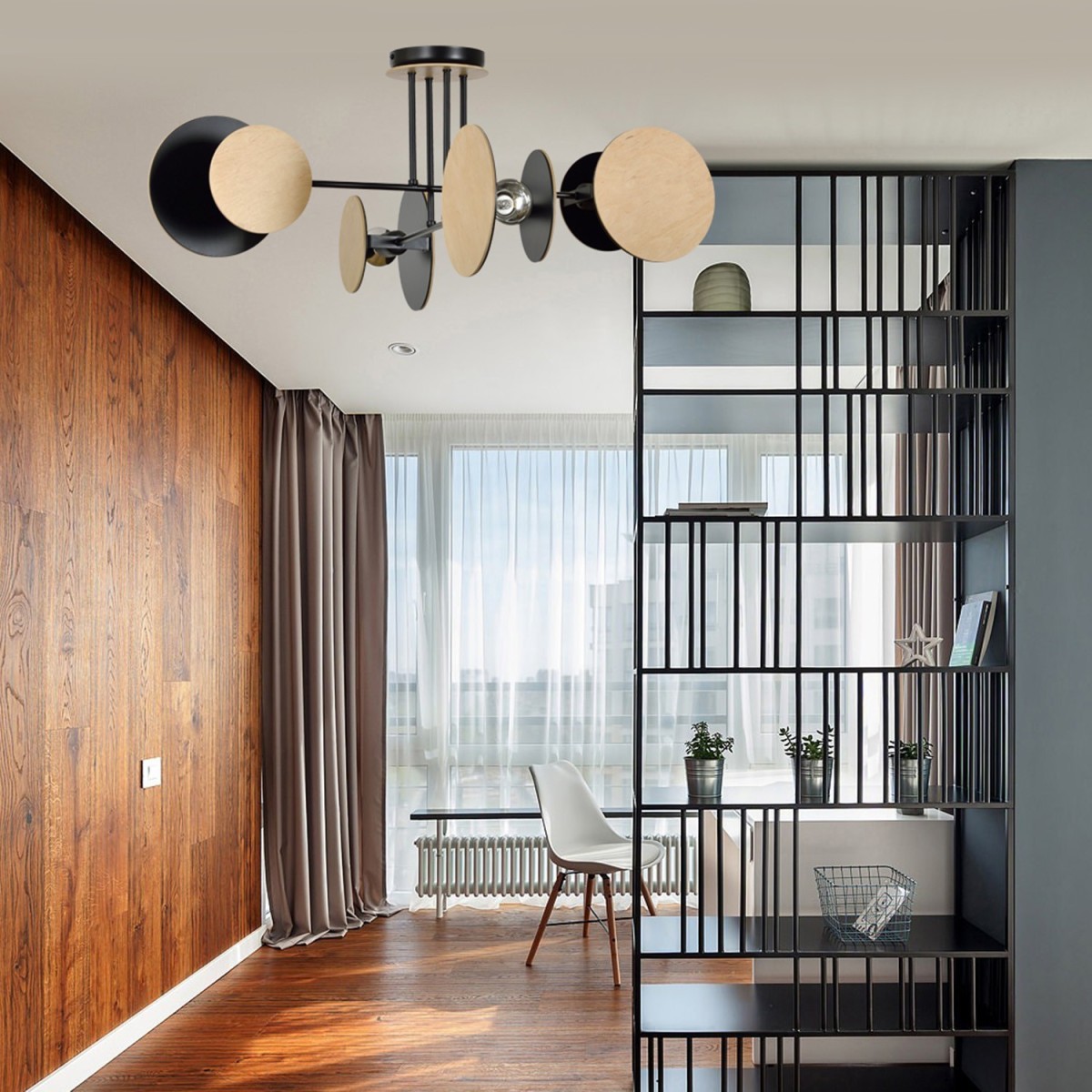 Emibig ZITA 4 BLACK 173/4 metalowo drewniana lampa