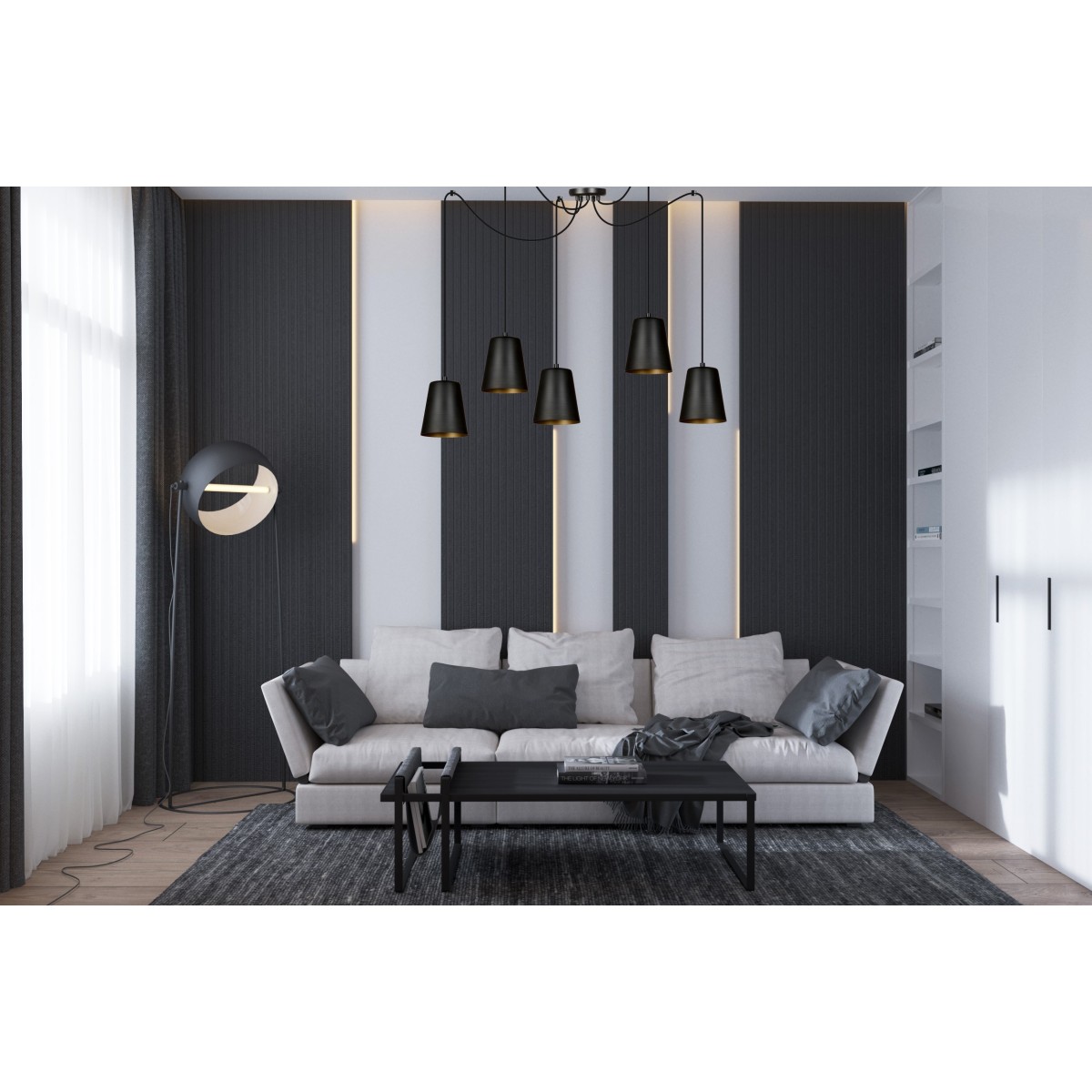 Lampa wisząca Emibig LINK 3 BLACK / WHITE 454/3