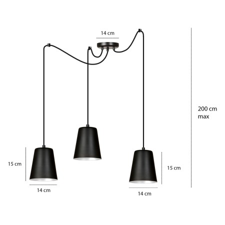 Lampa wisząca Emibig LINK 3 BLACK / GOLD 455/3