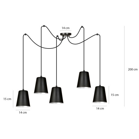 Lampa wisząca Emibig LINK 5 BLACK / GOLD 455/5