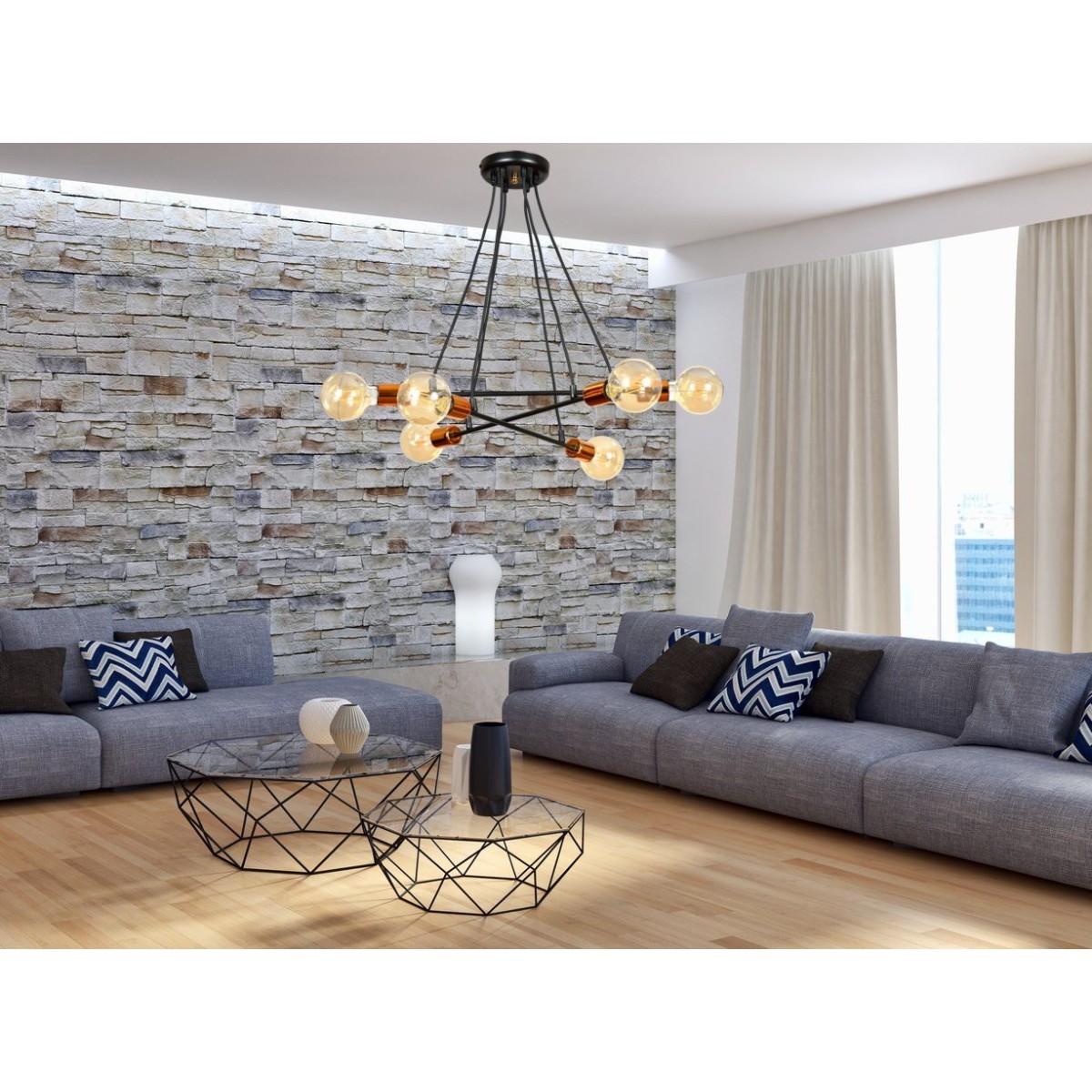Lampa wisząca Emibig LINK 3 WHITE / GOLD 456/3