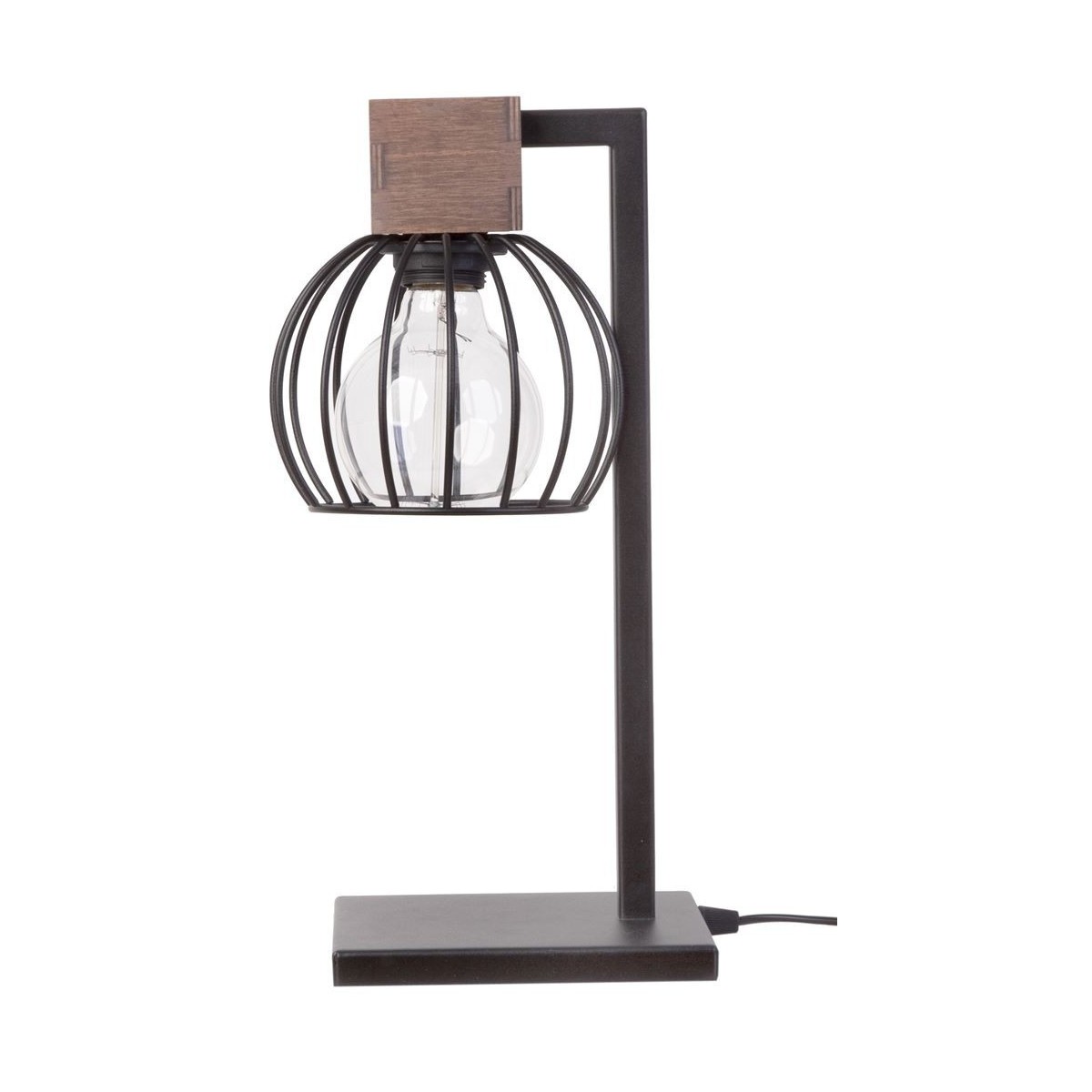 brązowo - czarna, metalowo - drewniana lampa stołowa Sigma Milan 50120