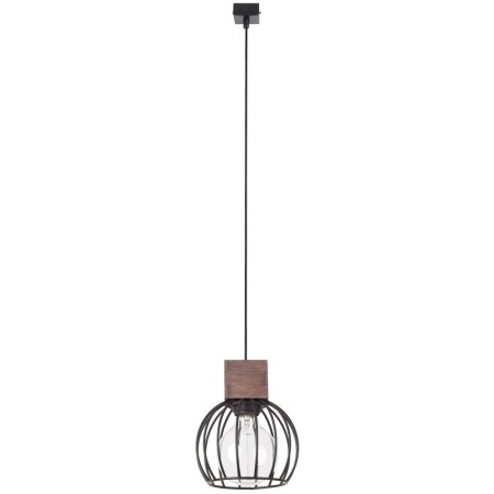 brązowo - czarna, metalowo - drewniana lampa wisząca Sigma Milan 31570