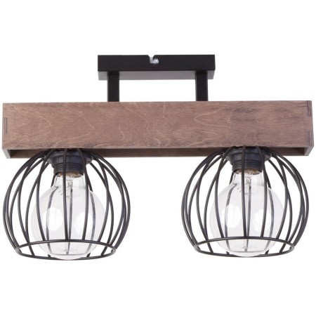 brązowo - czarna, metalowo - drewniana lampa przysufitowa Sigma Milan 31571