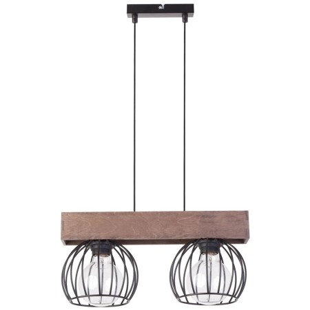 brązowo - czarna, metalowo - drewniana lampa wisząca Sigma Milan 31572