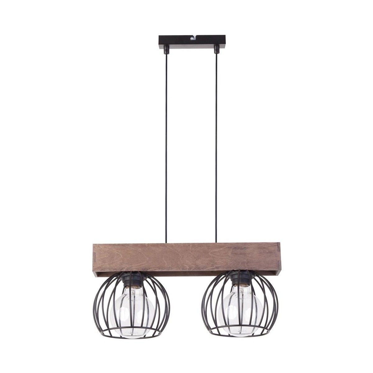 brązowo - czarna, metalowo - drewniana lampa wisząca Sigma Milan 31572