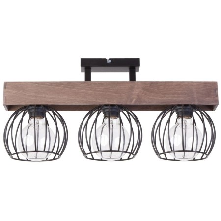 brązowo - czarna, metalowo - drewniana lampa przysufitowa Sigma Milan 31573