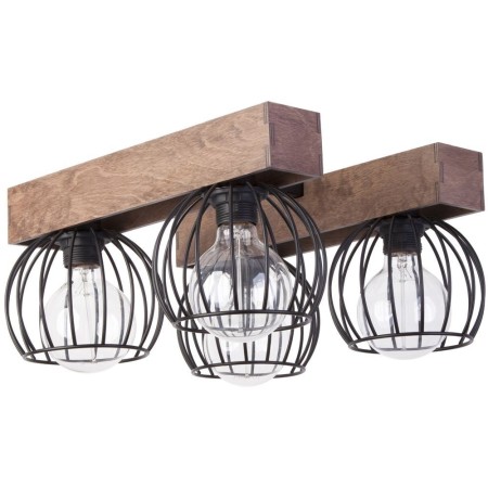 brązowo - czarna, metalowo - drewniana lampa przysufitowa Sigma Milan 31575