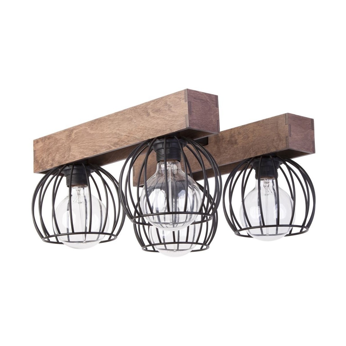 brązowo - czarna, metalowo - drewniana lampa przysufitowa Sigma Milan 31575