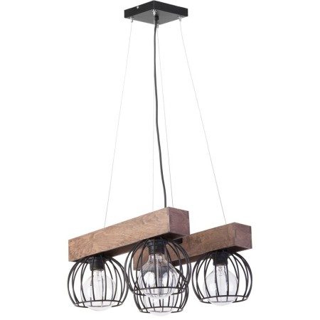 brązowo - czarna, metalowo - drewniana lampa wisząca Sigma Milan 31576