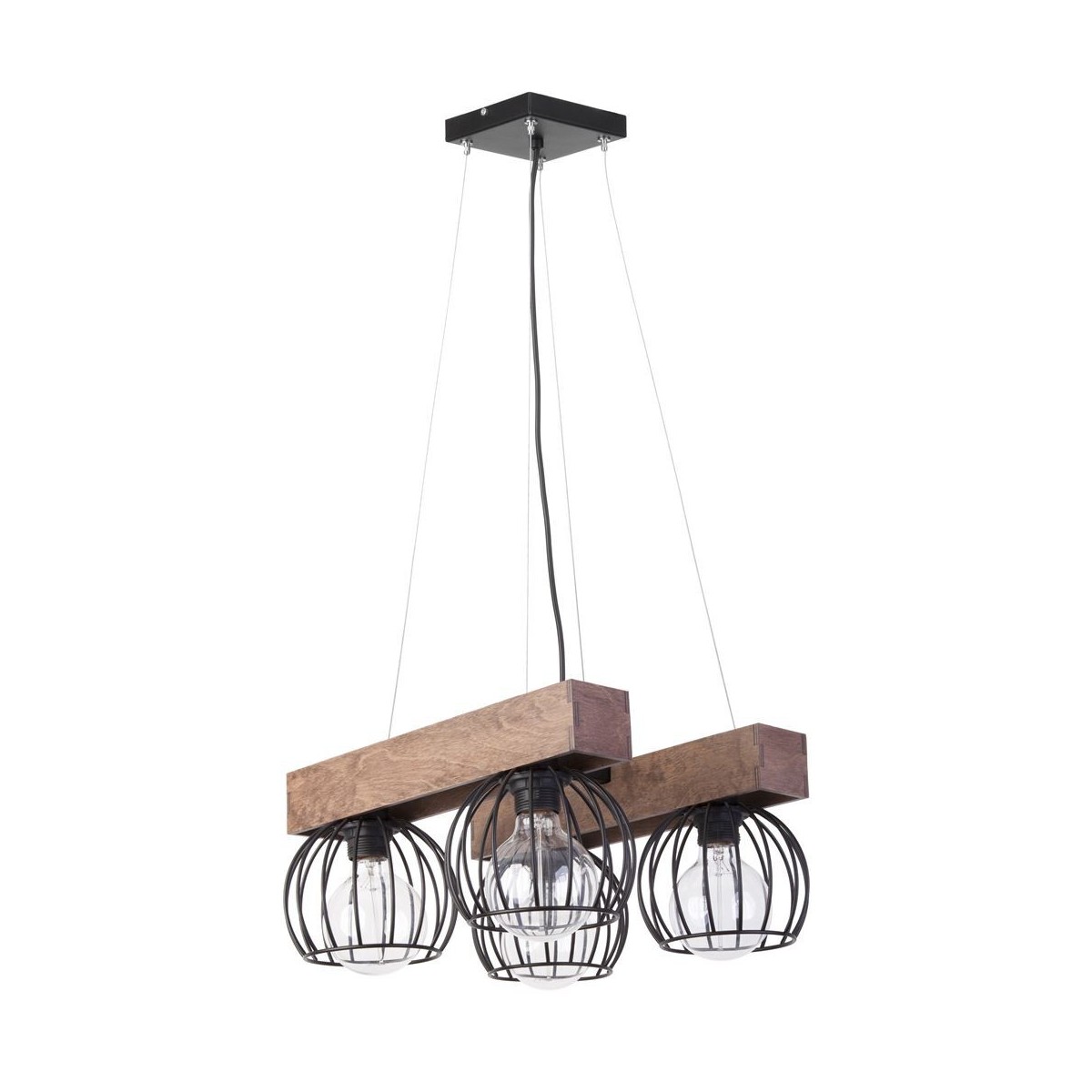 brązowo - czarna, metalowo - drewniana lampa wisząca Sigma Milan 31576