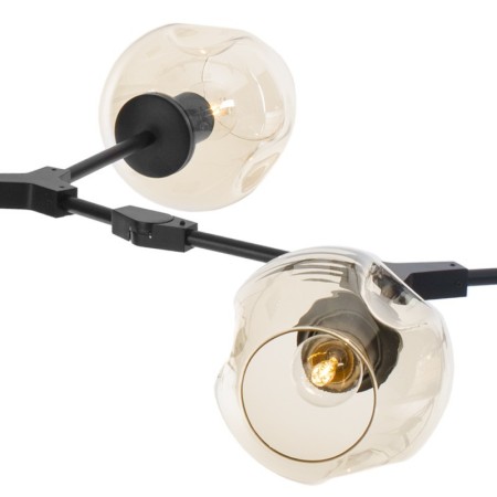 Designerska lampa wisząca STEP MODERN ORCHID 9xE27 - bursztynowe klosze