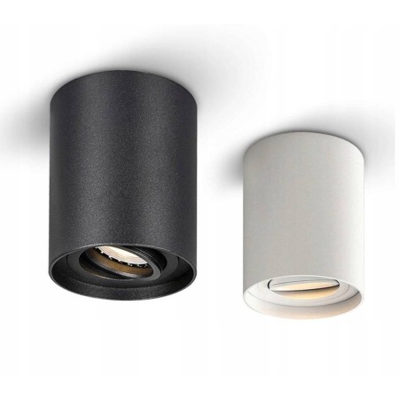 Czarna tuba natynkowa 1 x GU10 - okrągła - ruchome źródło światła