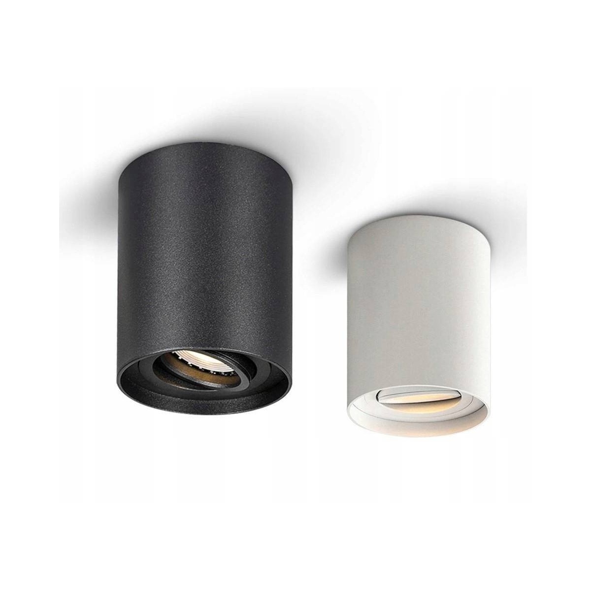 Czarna tuba natynkowa 1 x GU10 - okrągła - ruchome źródło światła