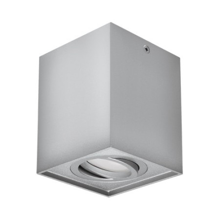 Kwadratowa oprawa natynkowa - srebrna lampa sufitowa - 1 x GU10