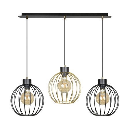 złoto - czarna - metalowa lampa wisząca Emibig PINETA 3 BLACK/GOLD 559/3