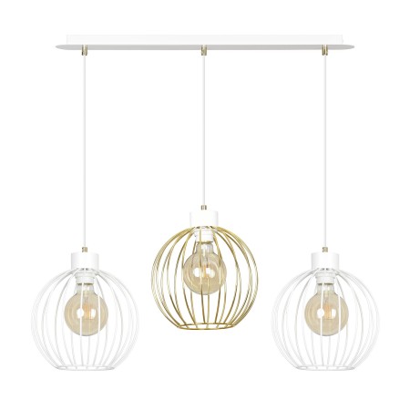złoto - biała - metalowa lampa wisząca Emibig PINETA 3 WHITE/GOLD 560/3