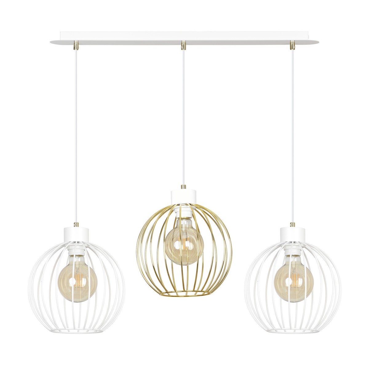 złoto - biała - metalowa lampa wisząca Emibig PINETA 3 WHITE/GOLD 560/3