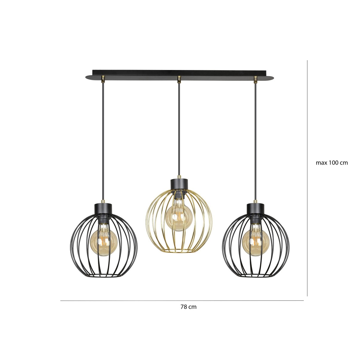 złoto - biała - metalowa lampa wisząca Emibig PINETA 3 WHITE/GOLD 560/3
