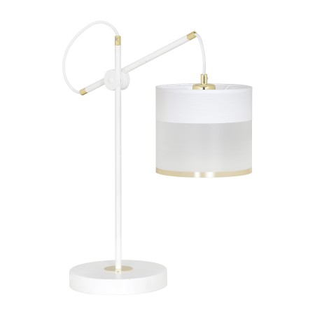 biała - tkaninowo - metalowa lampa stołowa - nocna Emibig MONOLIT LN1 WHITE 589/LN1 - wyprzedaż ekspozycji!