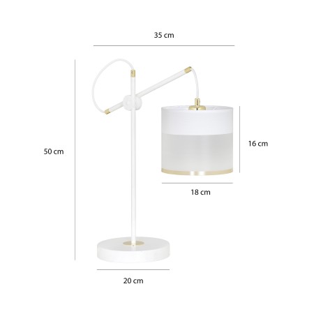 biała - tkaninowo - metalowa lampa stołowa - nocna Emibig MONOLIT LN1 WHITE 589/LN1 - wyprzedaż ekspozycji!