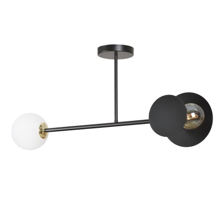 czarna - szklano - metalowa lampa przysufitowa Emibig MINERVA 2 BLACK 612/2