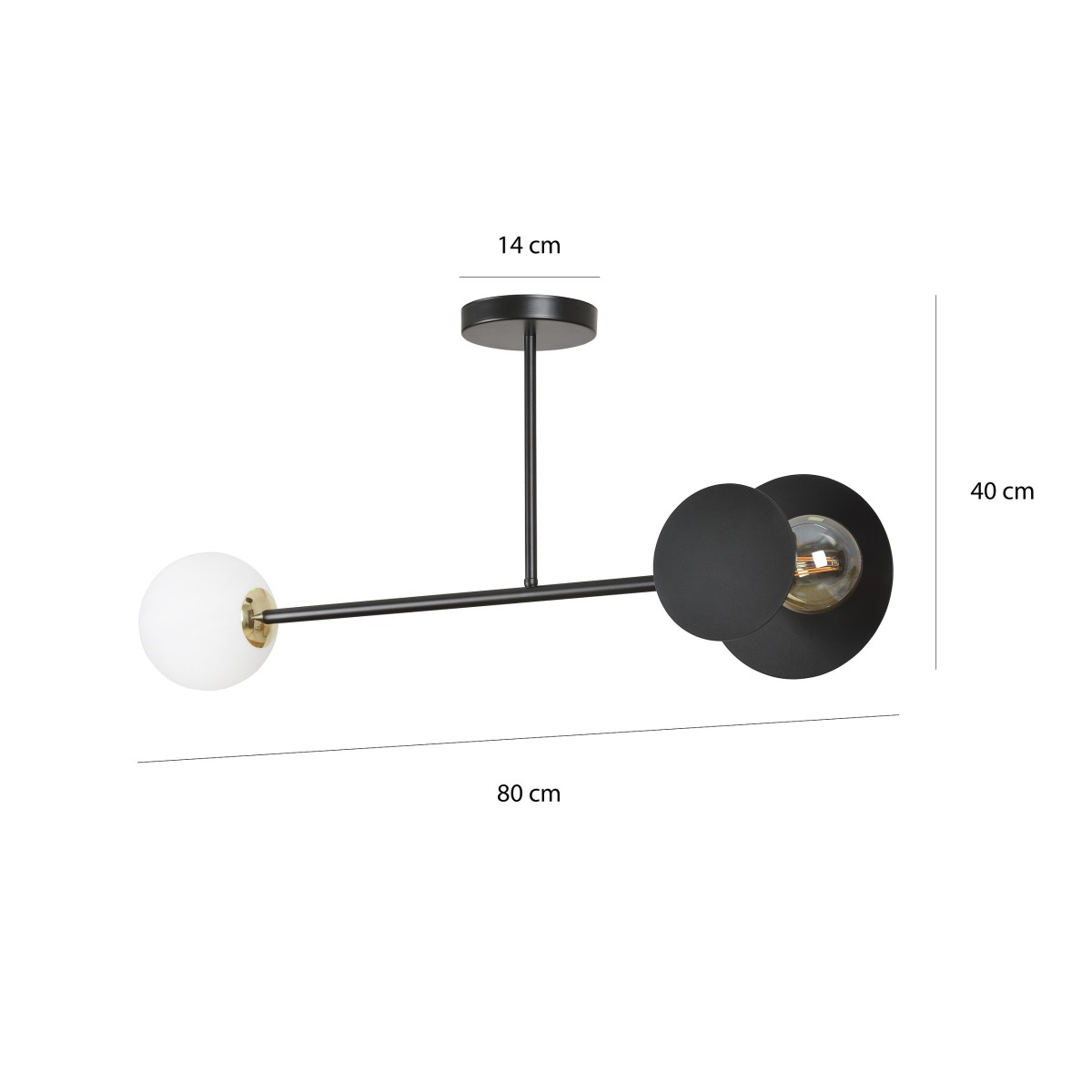 czarna - szklano - metalowa lampa przysufitowa Emibig MINERVA 2 BLACK 612/2