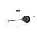 czarna - szklano - metalowa lampa przysufitowa Emibig MINERVA 2 BLACK 612/2