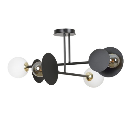 czarna - szklano - metalowa lampa przysufitowa Emibig MINERVA 4 BLACK 612/4