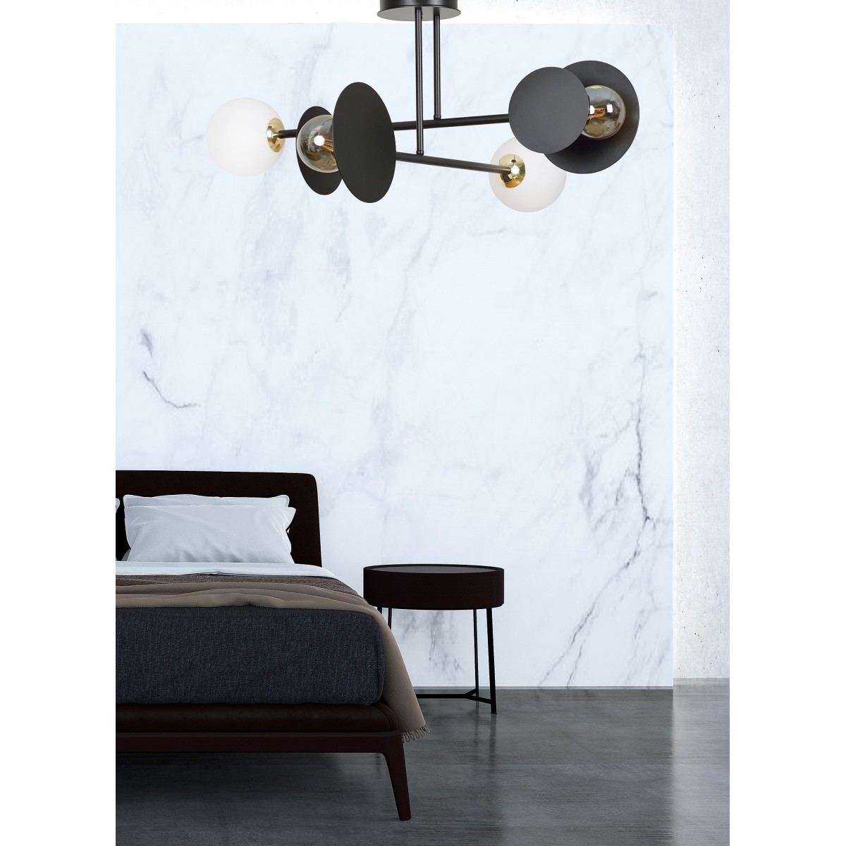 czarna - szklano - metalowa lampa przysufitowa Emibig MINERVA 4 BLACK 612/4