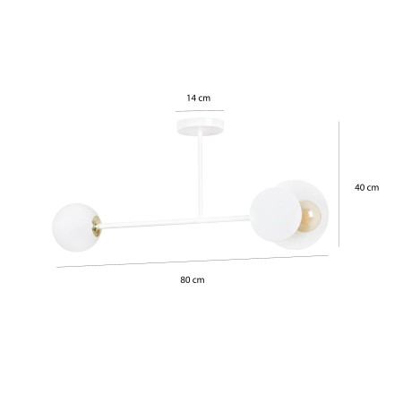 biała - szklano - metalowa lampa przysufitowa Emibig MINERVA 2 WHITE 613/2