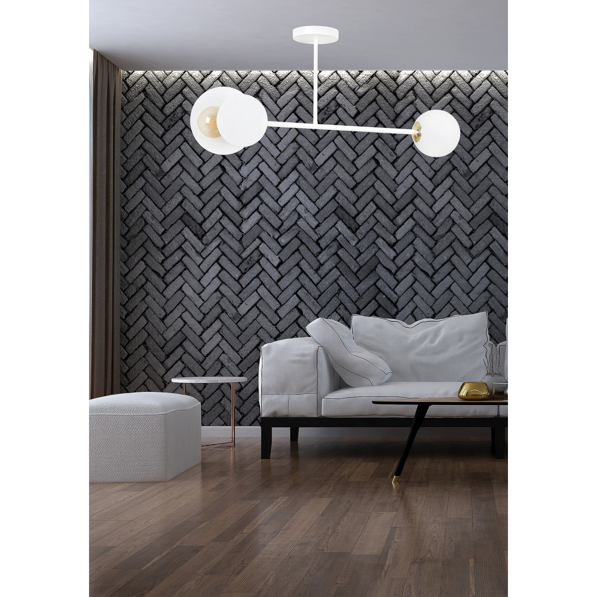 biała - szklano - metalowa lampa przysufitowa Emibig MINERVA 2 WHITE 613/2