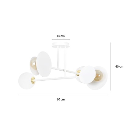 biała - szklano - metalowa lampa przysufitowa Emibig MINERVA 4 WHITE 613/4