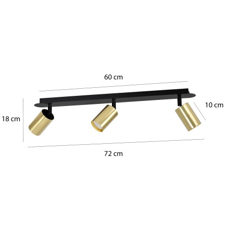 czarna - metalowa lampa przysufitowa Emibig ZEN 3 BLACK 622/3
