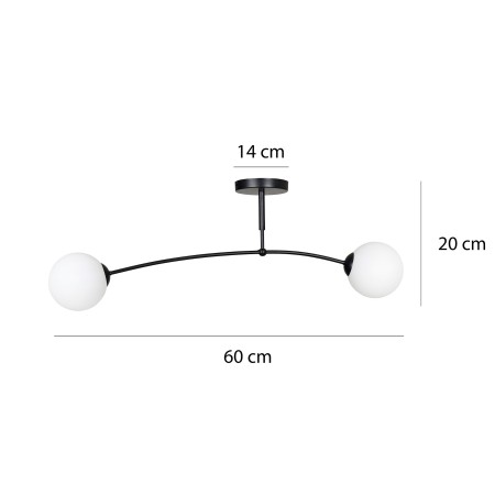 czarna - szklano - metalowa lampa przysufitowa Emibig PREGOS 2 BLACK 670/2