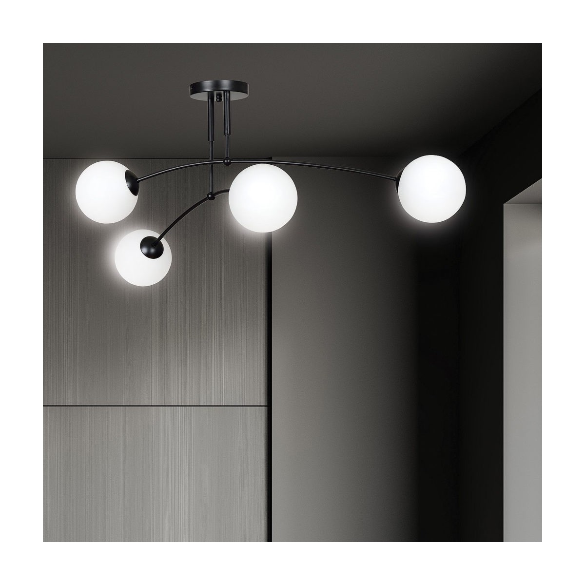 czarna - szklano - metalowa lampa przysufitowa Emibig PREGOS 4 BLACK 670/4