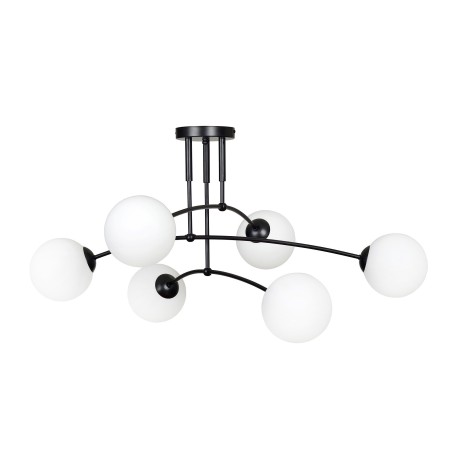 czarna - szklano - metalowa lampa przysufitowa Emibig PREGOS 6 BLACK 670/6