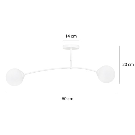 biała - szklano - metalowa lampa przysufitowa Emibig PREGOS 2 WHITE 671/2