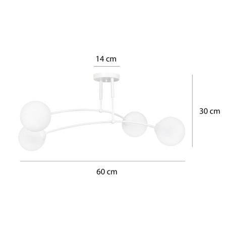 biała - szklano - metalowa lampa przysufitowa Emibig PREGOS 4 WHITE 671/4