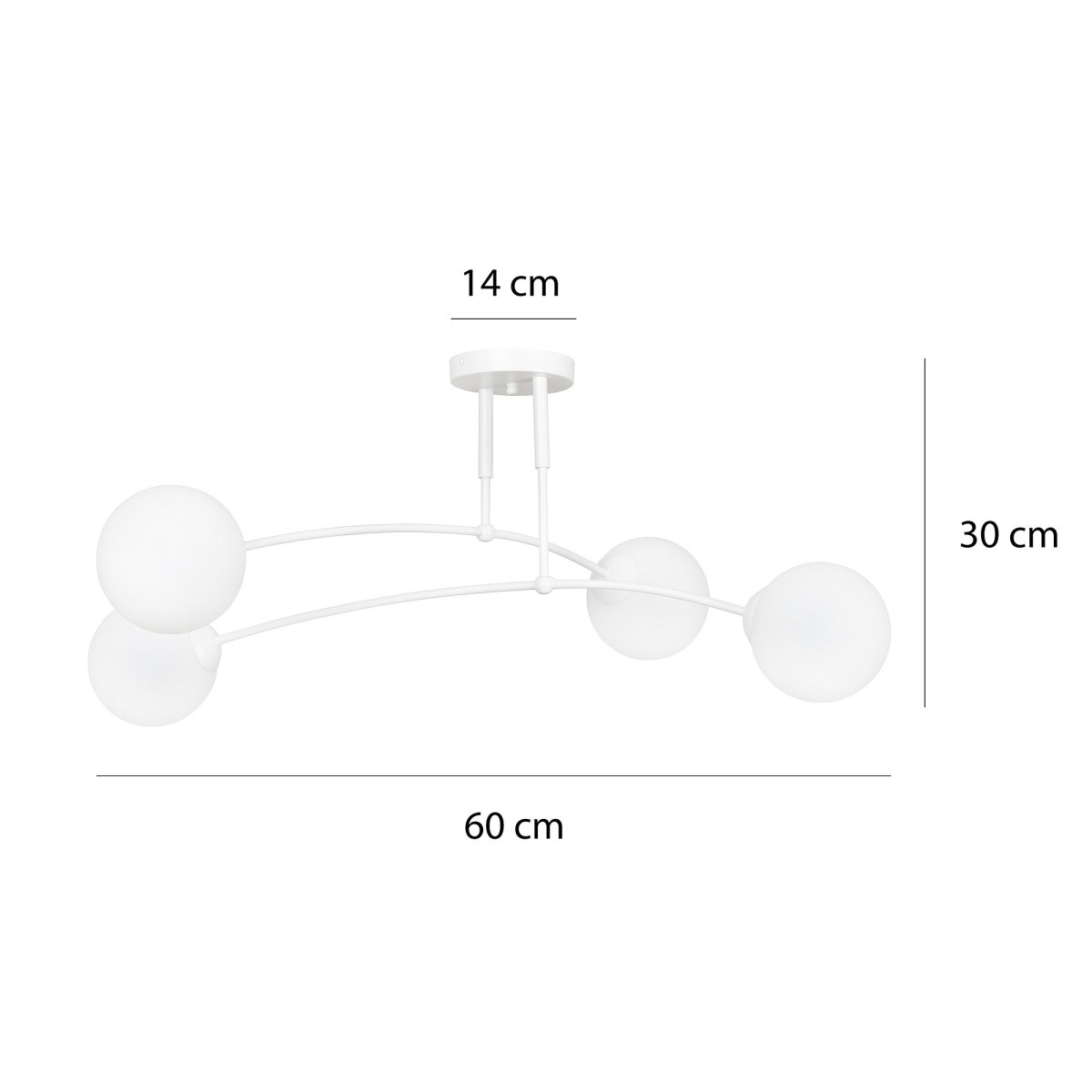 biała - szklano - metalowa lampa przysufitowa Emibig PREGOS 4 WHITE 671/4