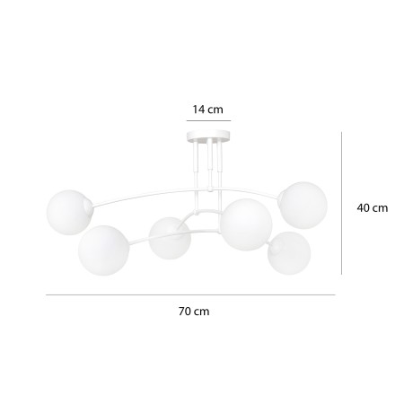biała - szklano - metalowa lampa przysufitowa Emibig PREGOS 6 WHITE 671/6