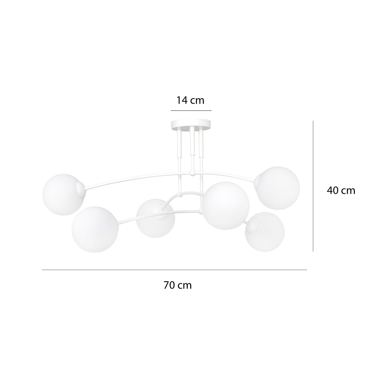 biała - szklano - metalowa lampa przysufitowa Emibig PREGOS 6 WHITE 671/6