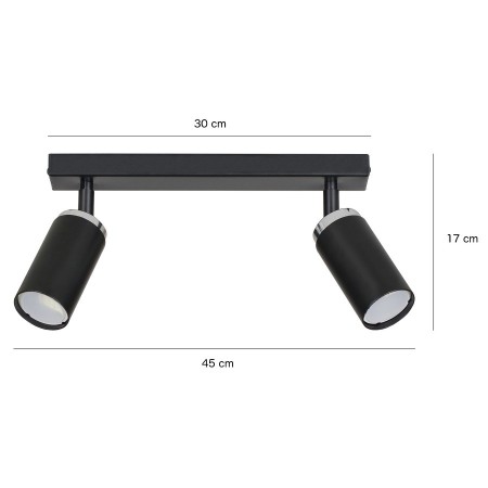 czarna - metalowa lampa przysufitowa Emibig HERA 2 BLACK 960/2