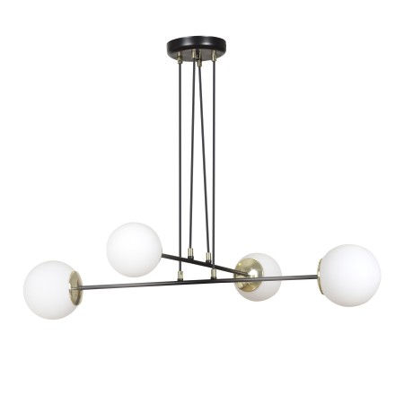 czarna - szklano - metalowa lampa wisząca Emibig OGNIS 4 BLACK 966/4