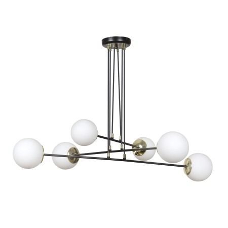 czarna - szklano - metalowa lampa wisząca Emibig OGNIS 6 BLACK 966/6