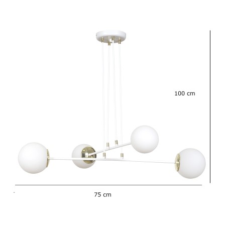 biała - szklano - metalowa lampa wisząca Emibig OGNIS 4 WHITE 967/4