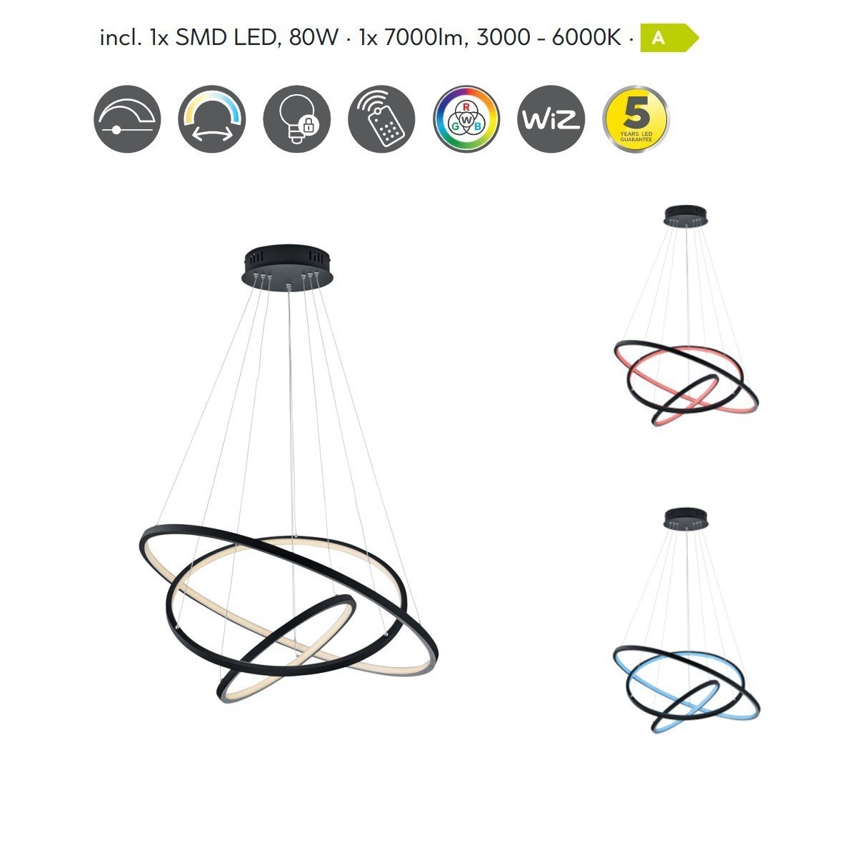 Nowoczesna lampa wisząca Trio AARON 352710342