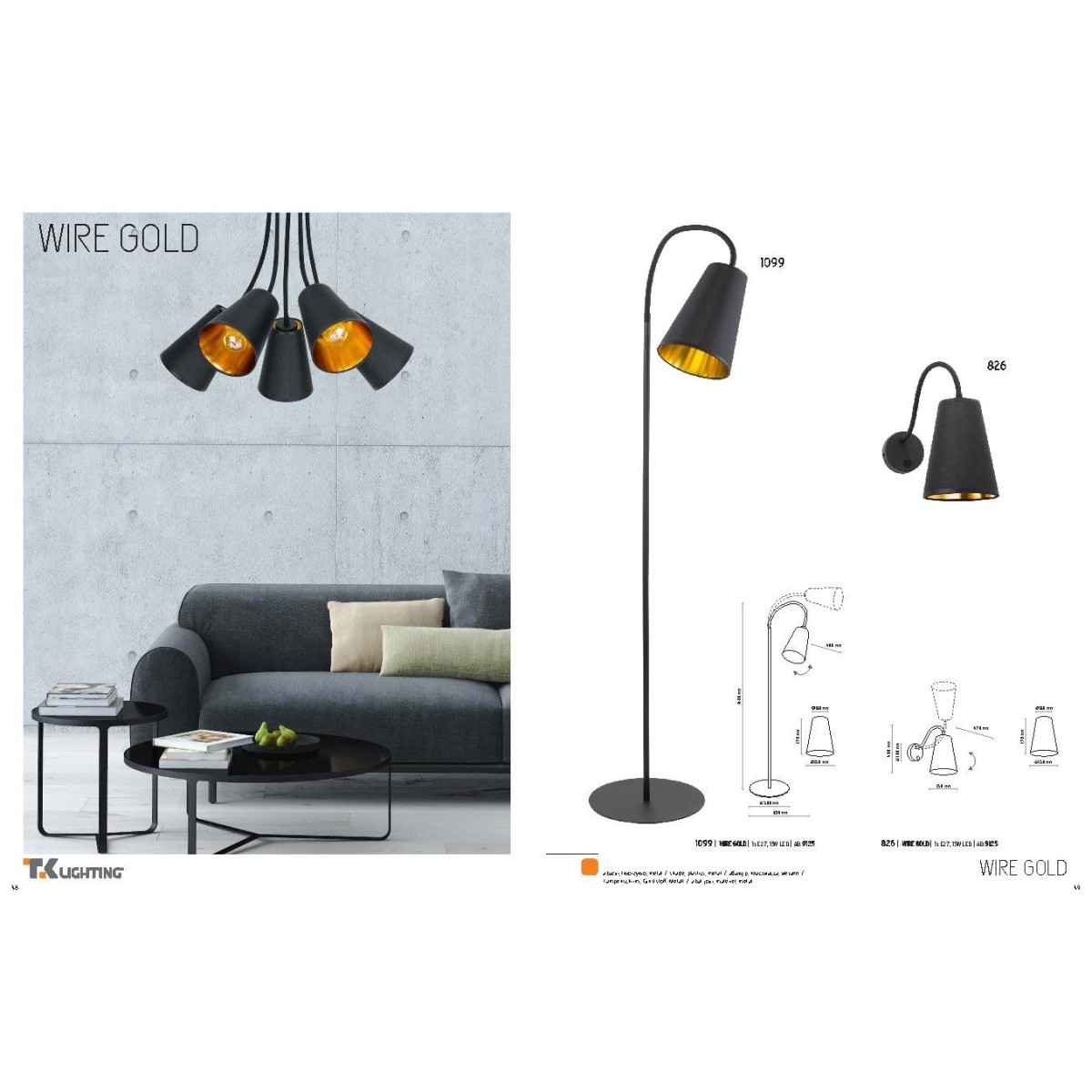 TK-Lighting WIRE GOLD 826
